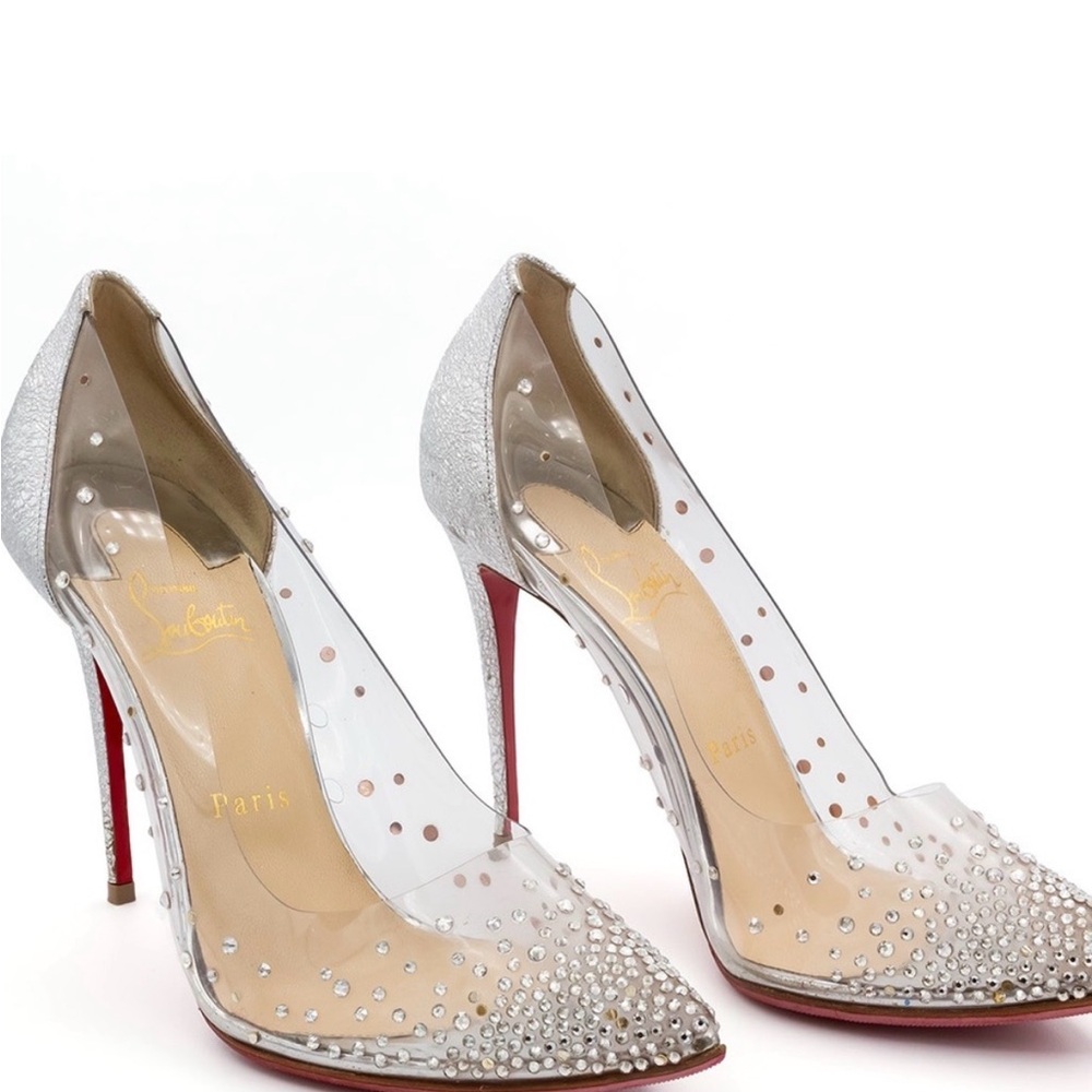 Christian Louboutin Silver and Clear Heels